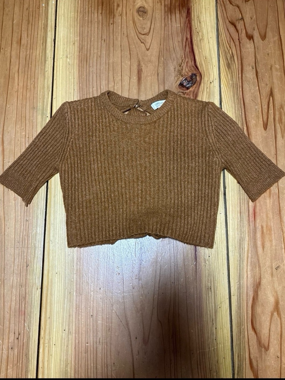 Forever 21 Camel Ribbed Crop Top